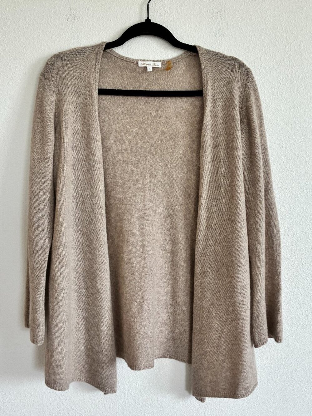 Minnie Rose Cashmere Sweater Tan Cardigan Open Front